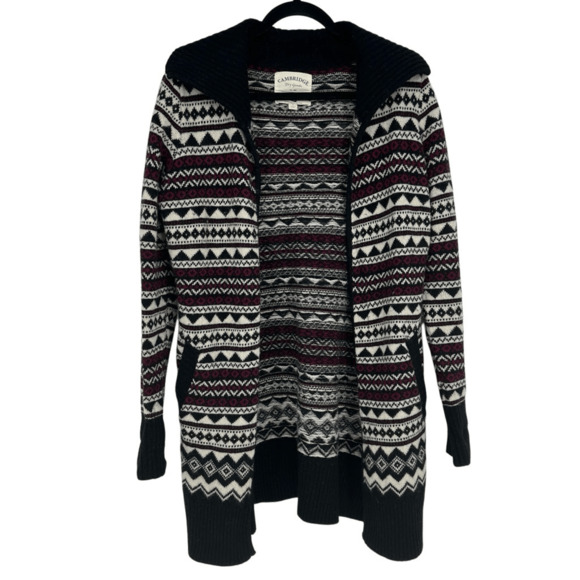 Cambridge Dry Goods Womens S Duster Open Cardigan Sweater Fair Isle Wool Nordic - Picture 1 of 12